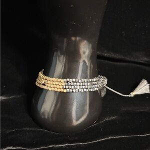 Elegant Gold and Silver Beaded Bracelet